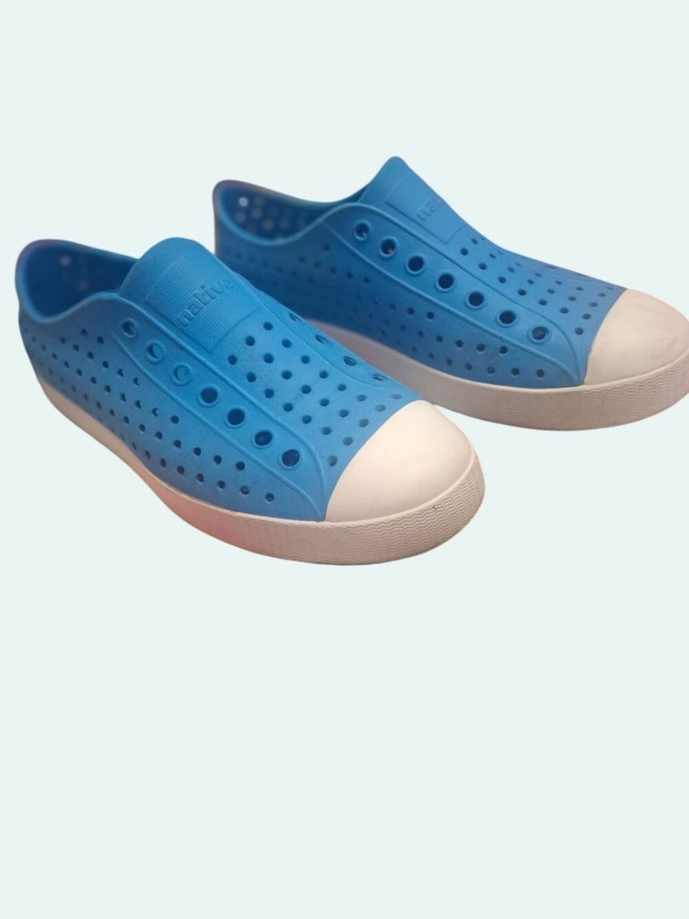 Native Jefferson UV Blue & Shell White Slip-On Shoes Mens 6 Womens 8 *SH5